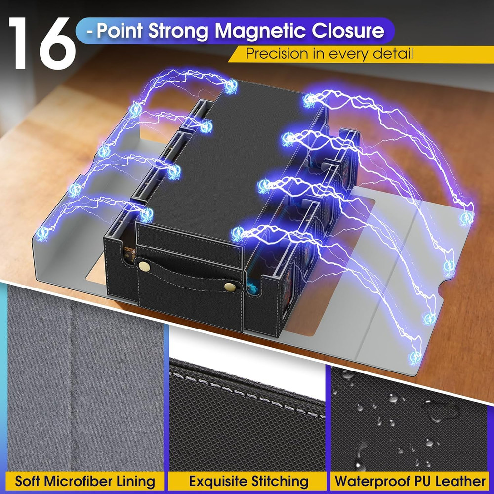 Commander Deck Box for MTG, 10 in 1 Card Deck Box with 8-Deck Modular Card Case