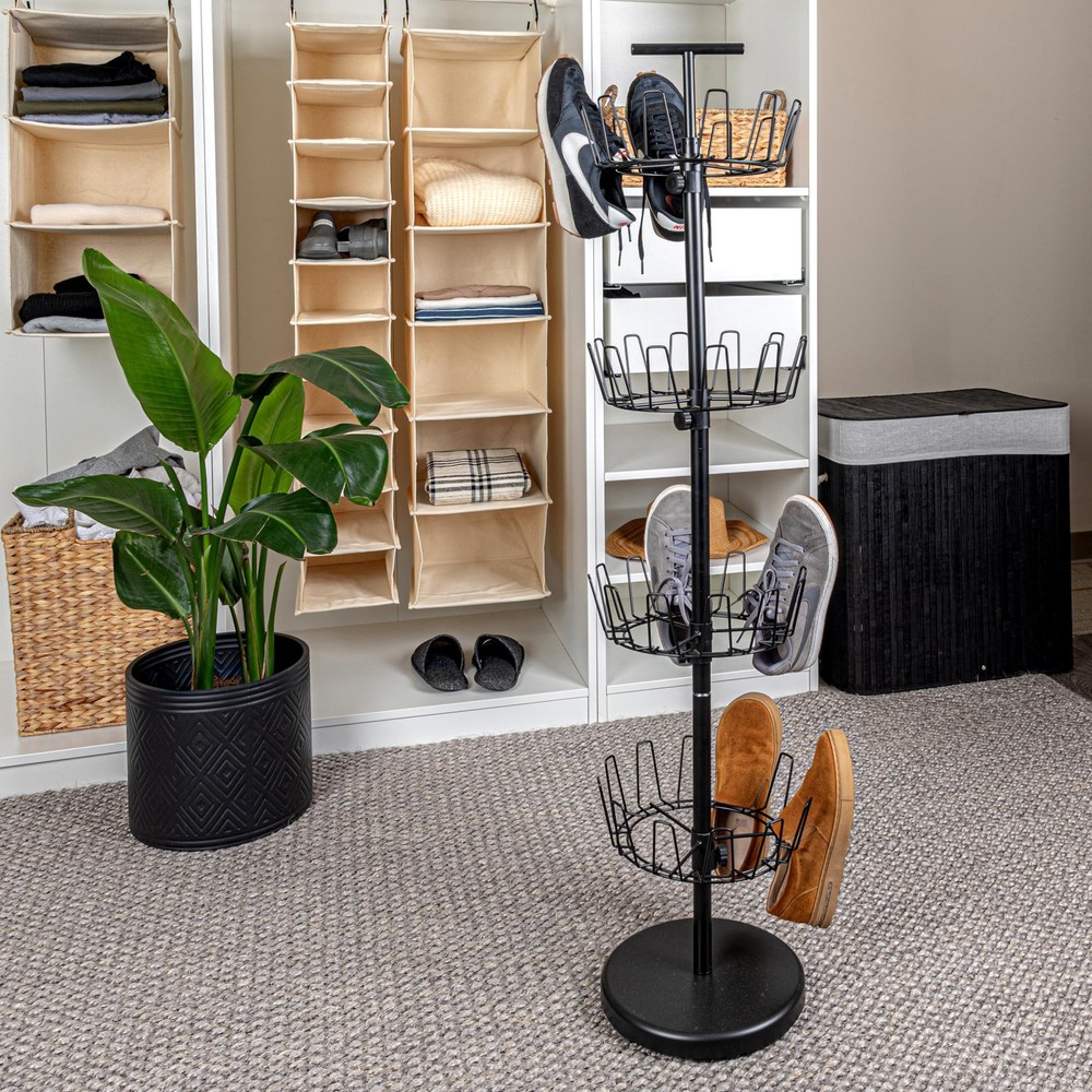4-Tier Shoe Storage Tree, Matte Black