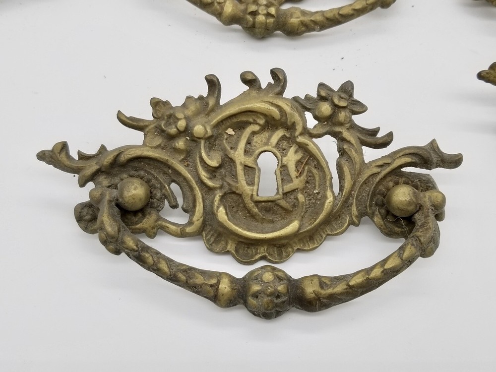 ANTIQUE FRENCH CAST BRONZE DRAWER PULL HANDLE ARCHITECTURAL HARDWARE