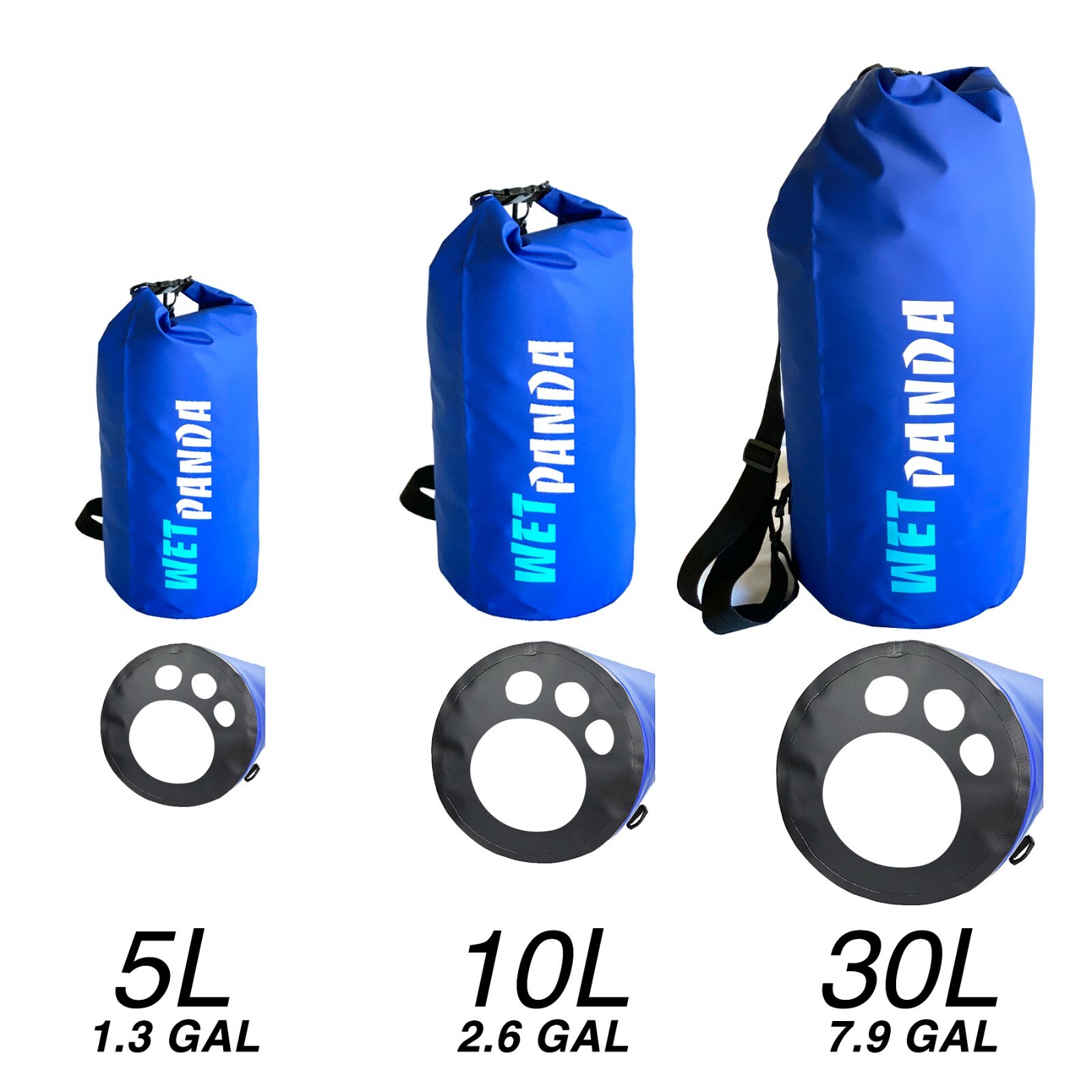 Wet Panda Waterproof Dry Bag 5L 10L 30L for Kayaking, Rafting, Swimming, Fishing