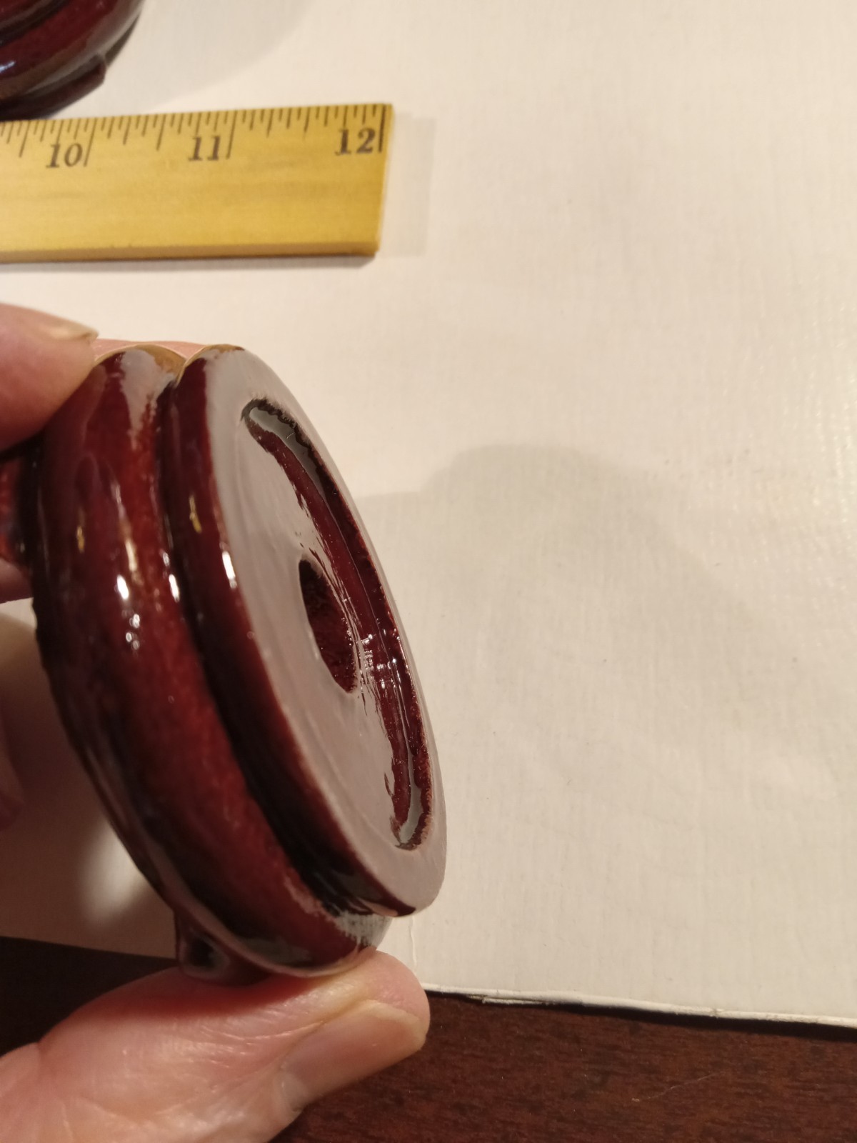 LOT of 12 Asian Carved Wood Display Stand 2.5in Diameter Footed Red Lacquer