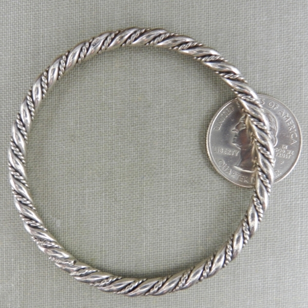 Non-US Silver Twisted Cable Rope Bangle Bracelet