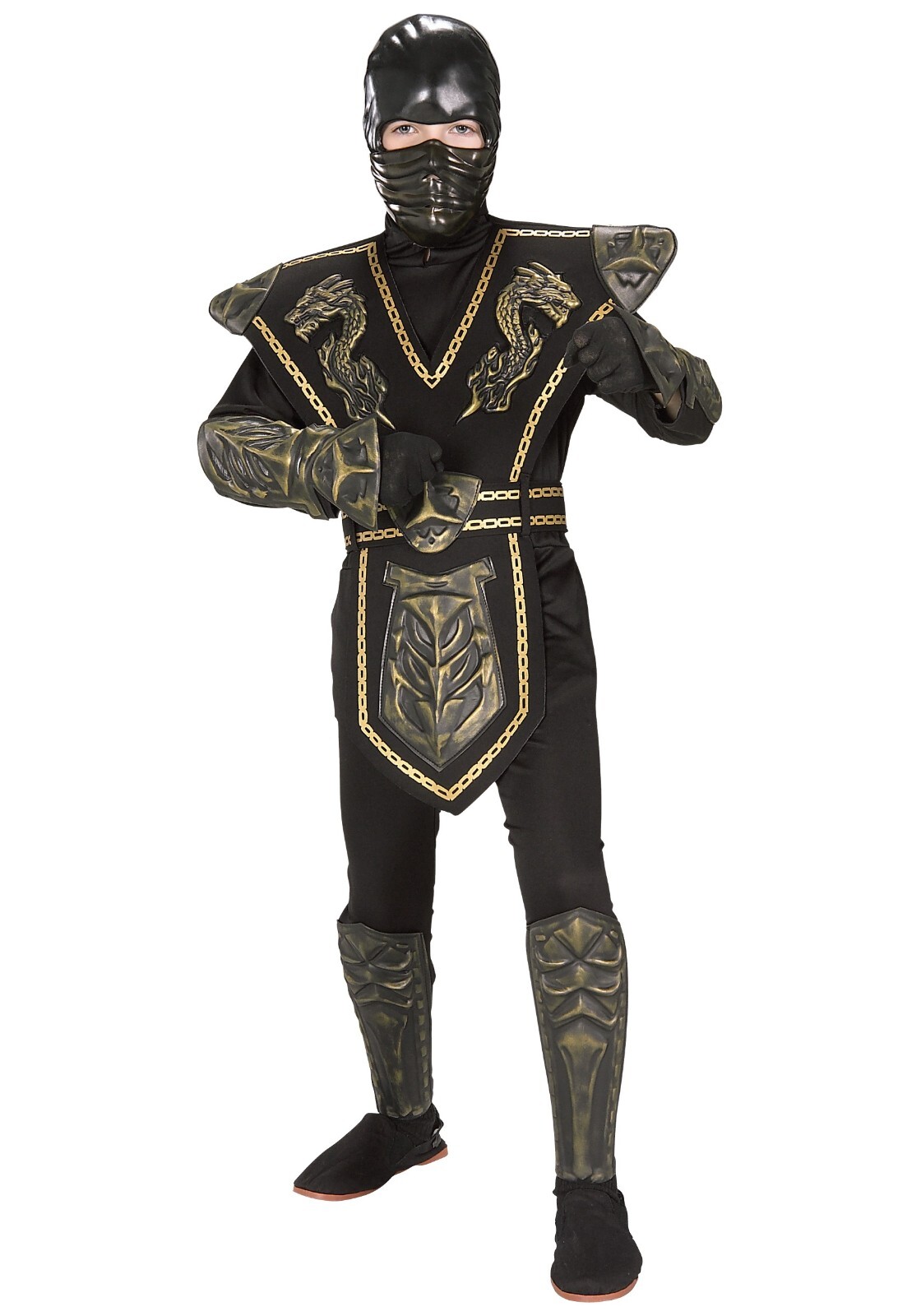 Rubies Gold Dragon Warrior Ninja Childs Costume New