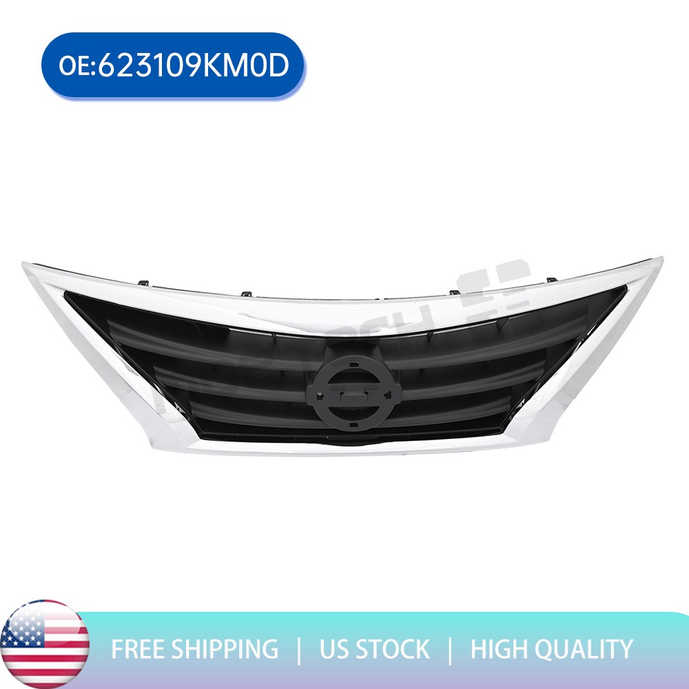 Front Bumper Chrome Grille For 2015 2016 2017 2018 2019 Nissan Versa