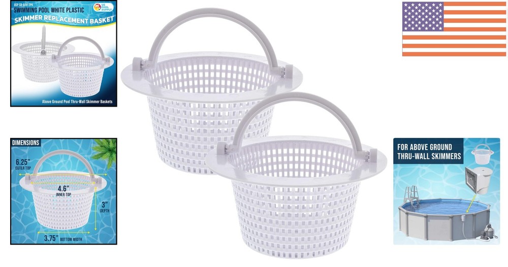 Durable Thru-Wall Skimmer Baskets with Handles - Effortless Pool Cleanup