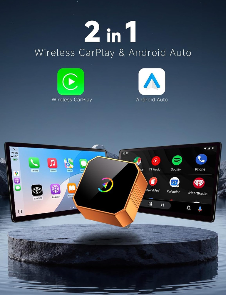 2026 Upgraded Wireless Carplay Adapter for Iphone＆Android, Car Play Mini Wired t