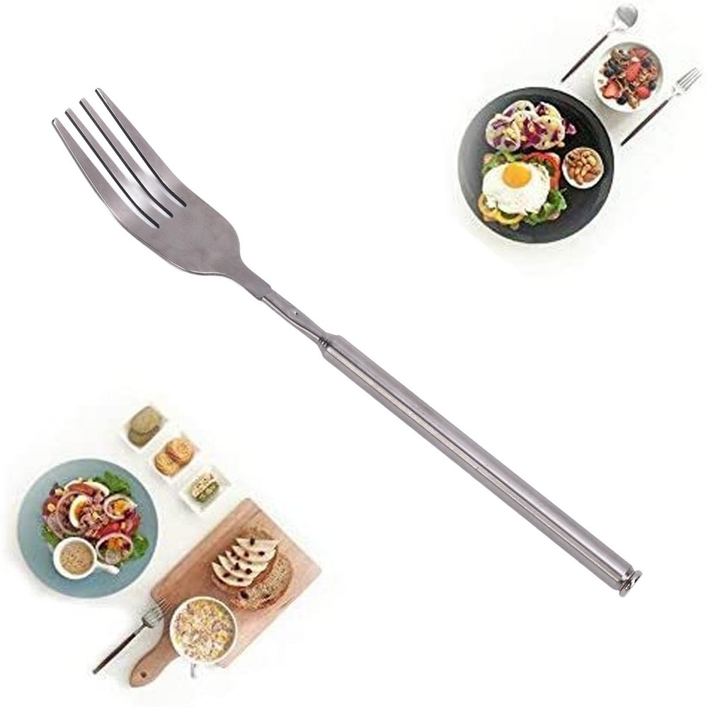 Extendable Fork Stainless Steel Long Handle Telescopic Fork For BBQ Dinner