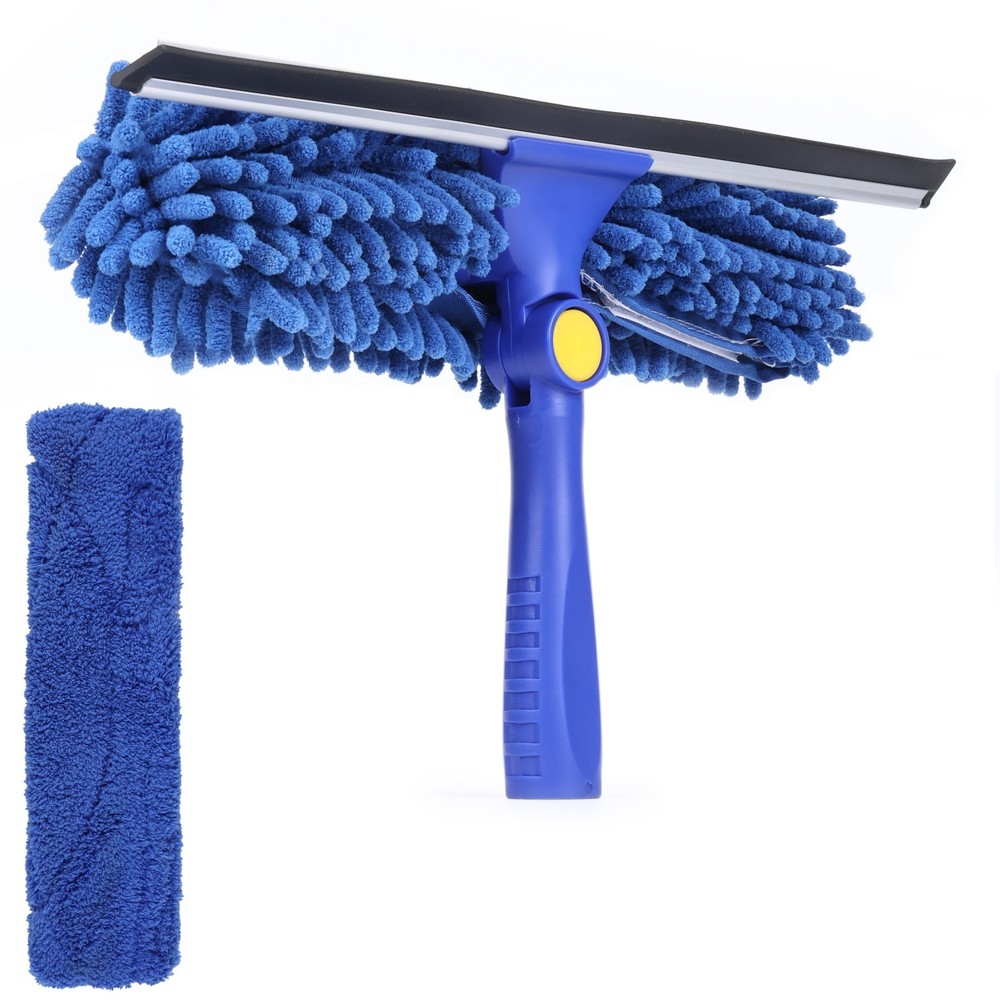 14" Window Combo Squeegee: Microfiber Scrubber Sleeve & Blade
