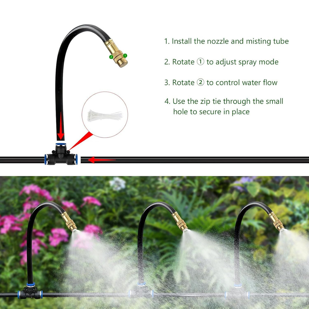 40FT Drip Irrigation System for Garden – Automatic Watering Kit with Solid Brass