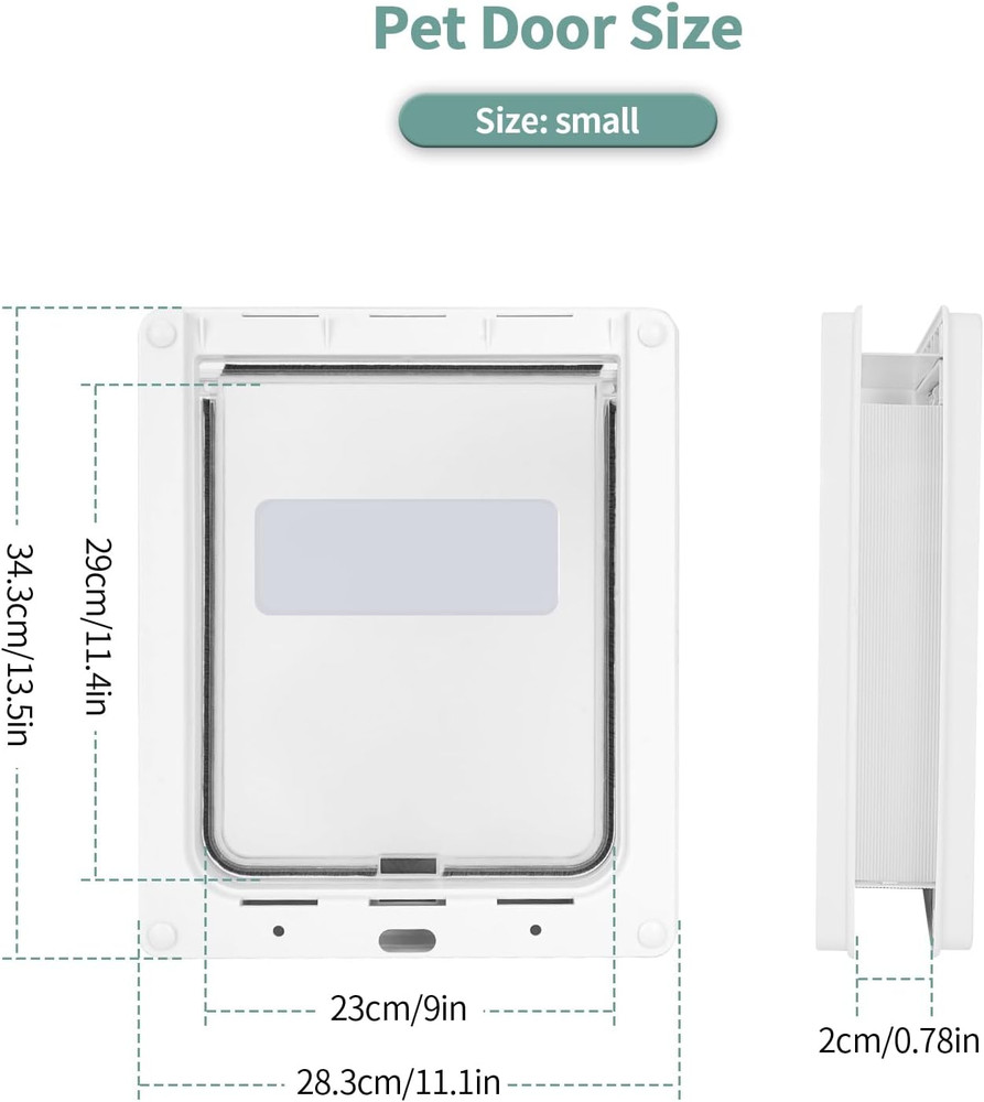Small Doggie Door with Magnetic Locking Panel for Home Security - Durable & Weat