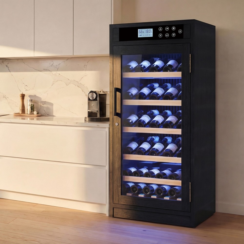 69 Bottles Touch Screen Display Constant Temperature Grape Wine Cooler,Black