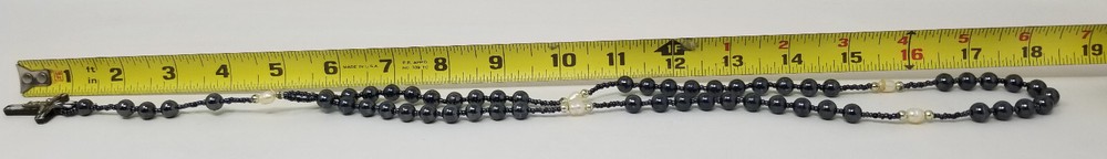 Vintage Black Hematite Bead Rosary