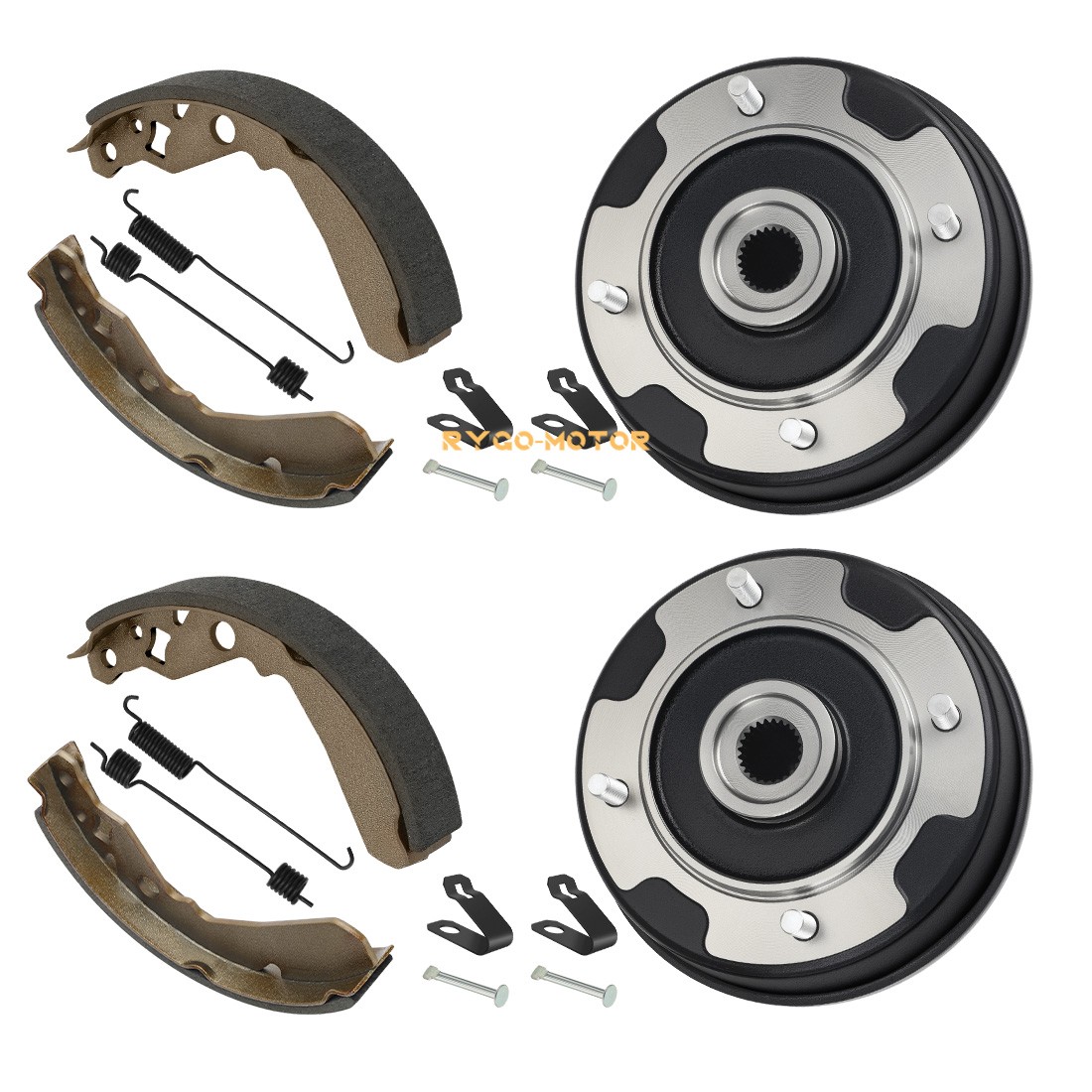 Rear Wheel Brake Drum & Brake Shoes 2SET for Kawasaki Mule 550 KAF300C 1997-2004