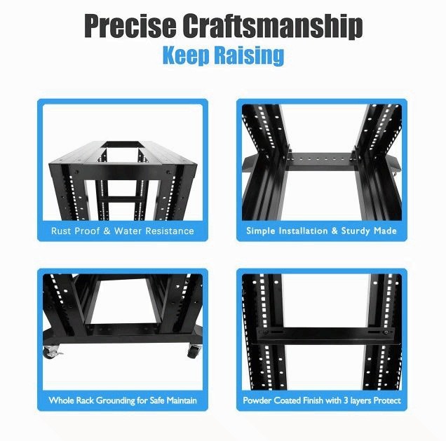 15U 4-Post 19" IT Server Network Audio Data Rack Open Frame 600mm