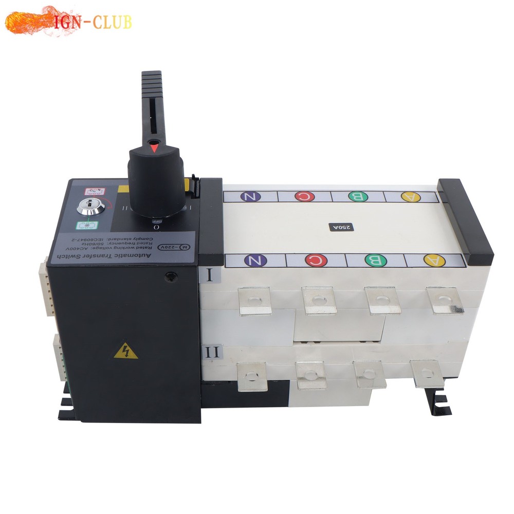 250A 4-Pole 110V 220V Grid To AC Generator Automatic Transfer Switch ATS