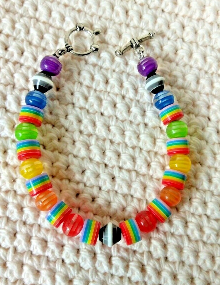 Bracelet / Rainbow Beaded Bracelet