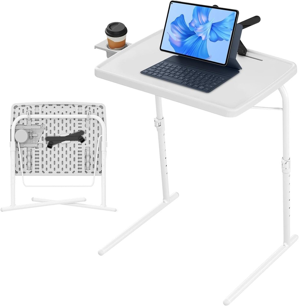 Adjustable TV Tray Stand Folding Bed Desk Sofa Table 6 Height & 3 Angle Settings