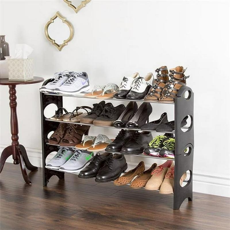 Stackable Shoe Rack Organizer 32 Pairs Space-Saving Ventilated Closet Storage US