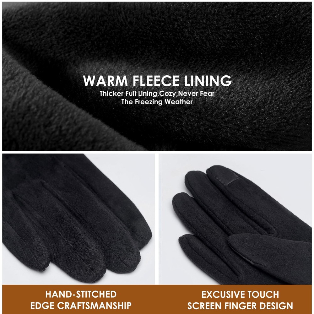 Dsane Womens Gloves Winter Touch Screen Texting Phone Windproof Small, Black