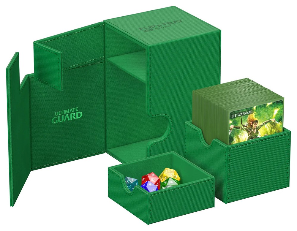 Ultimate Guard Flip n Tray 100 Green Xenoskin Deck Box