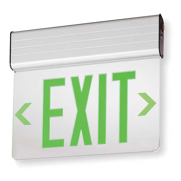 Edge-lit Exit Sign, Silver, 2 Face(s), LED, Mount, Nickel Cadmium Lighting EDG