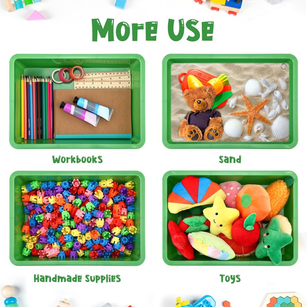 10 PCS Green Flat Storage Organizer Tray Bin Letter Size Paper Stackable