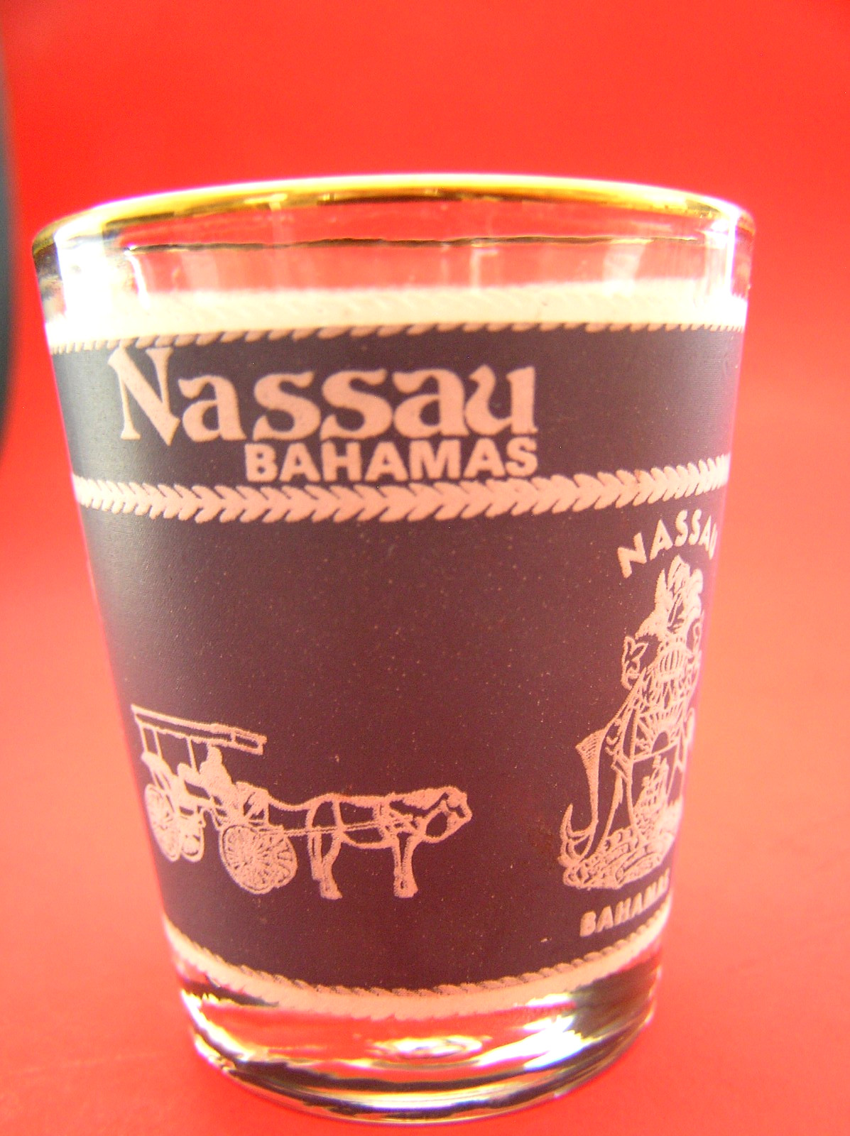 3 Shot Glasses: Nassau Bahamas, US Marine Corps Logo and Delta Gamma Sorority