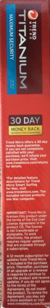 New Trend Micro Titanium Maximum Security 2012 - 3 PCs/1 Mac-1 Year