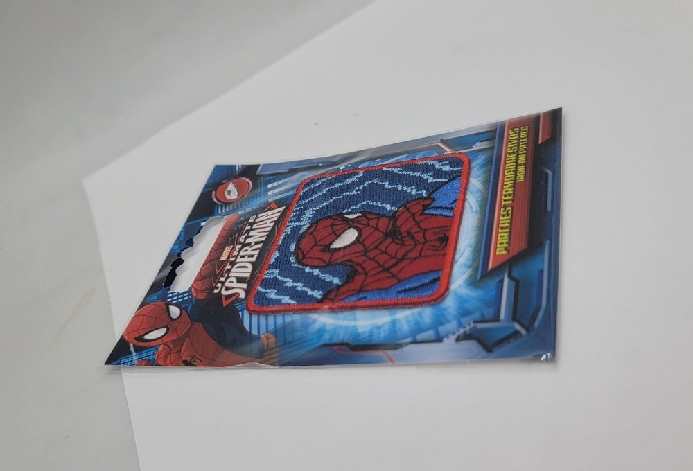 Disney Marvel Ultimate Spider-Man Iron-On Patch: Blue Comic Head Square New Ship