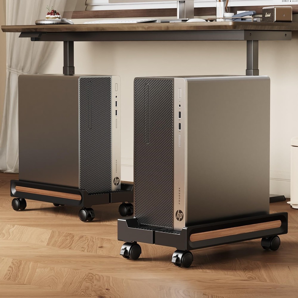 Adjustable Mobile CPU Stand,Ventilated PC stand for floor, Computer Black