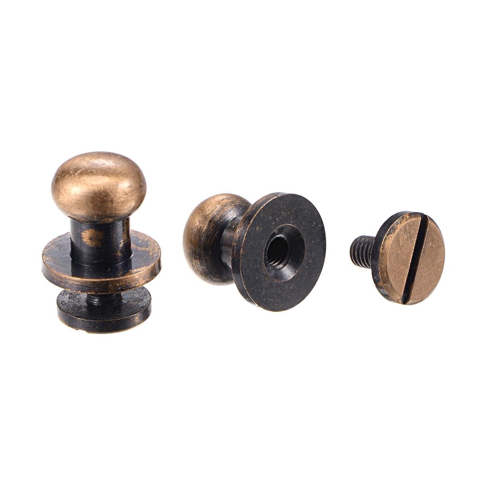 5 sets 8mm brass round head lock screw rivets pin fixing, copper tone