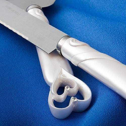 White Heart Wedding Cake Knife Server Set – Personalized Free Engraving