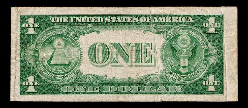 ((Gutter Fold Error)) $1 1935-E Silver Certificate Blue Seal Free Shipping (B75)
