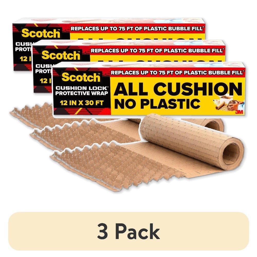 (3 pack) Cushion Lock Protective Wrap, 30 ft. Roll, Equivalent to 75 ft. Bubble