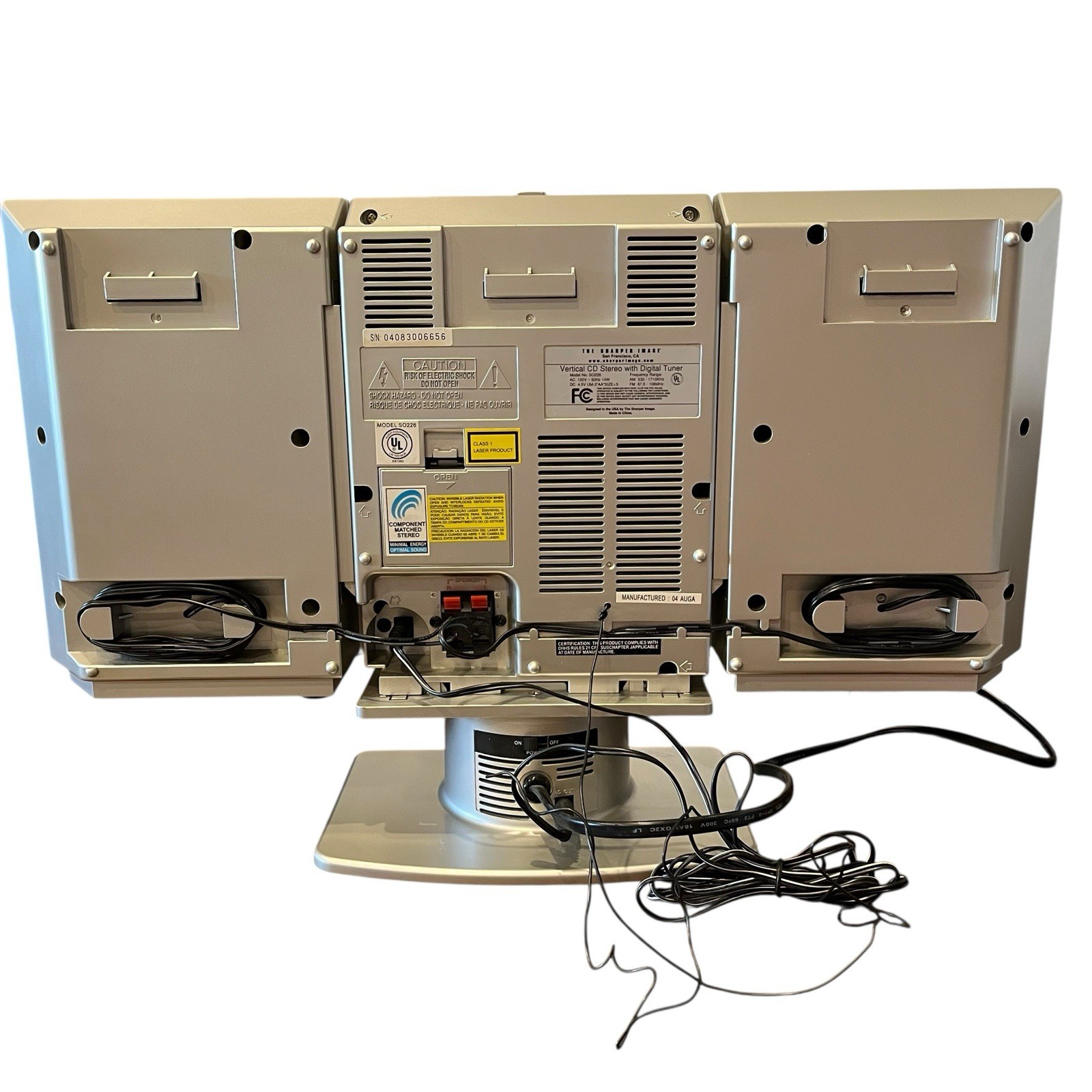 Sharper Image SO226 Vertical CD Player AM/FM Radio Vintage 1990s No Remote