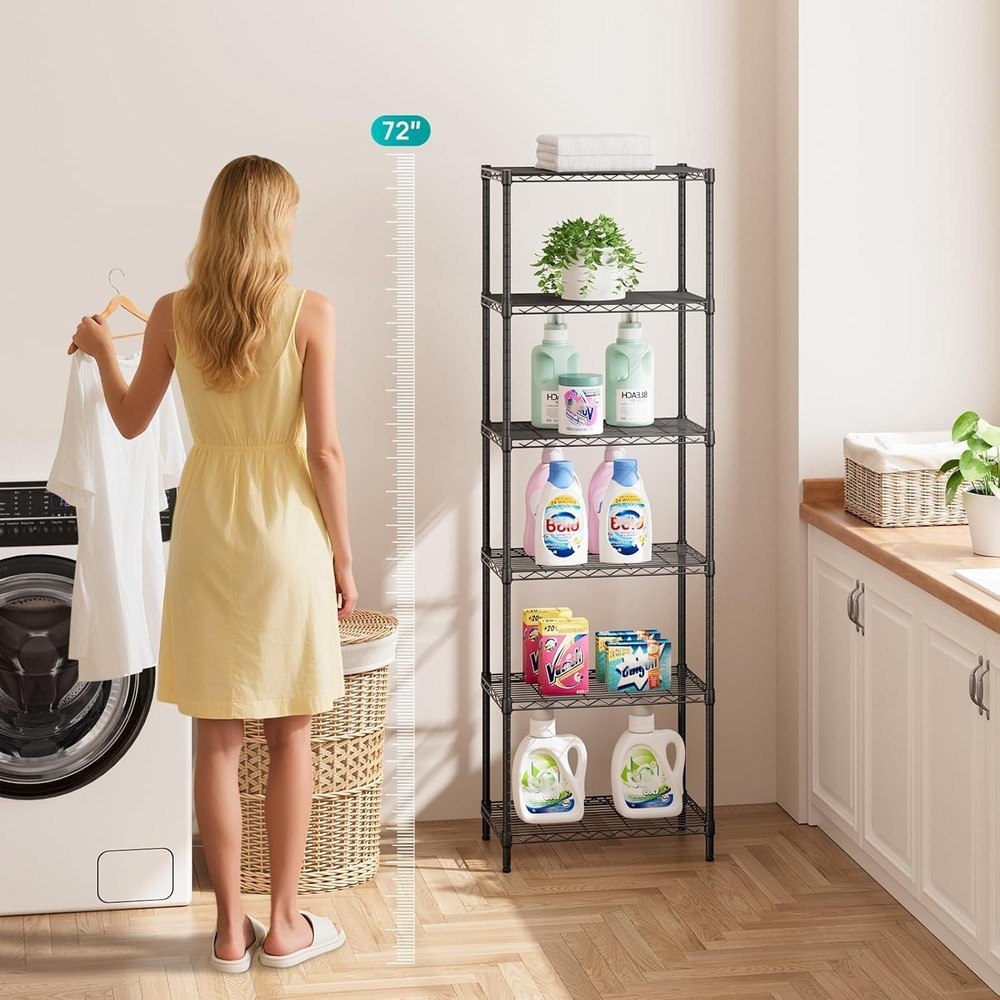 Rustproof 6 Tier Wire Shelf - Durable Storage for Kitchen, Garage, and Bathroom