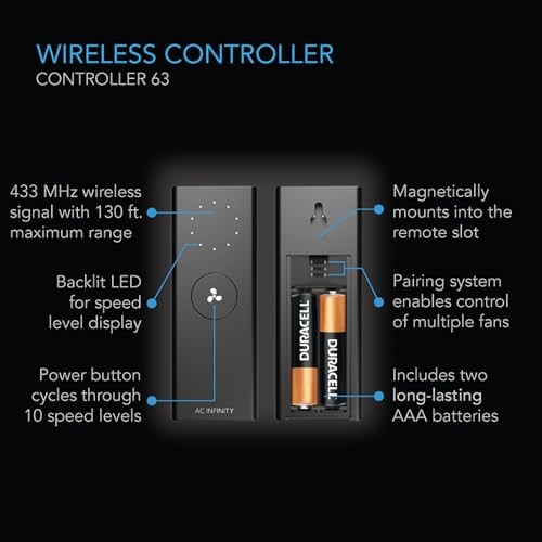 Controller 63, Wireless Remote Controller with 10 Fan Speed Programming,