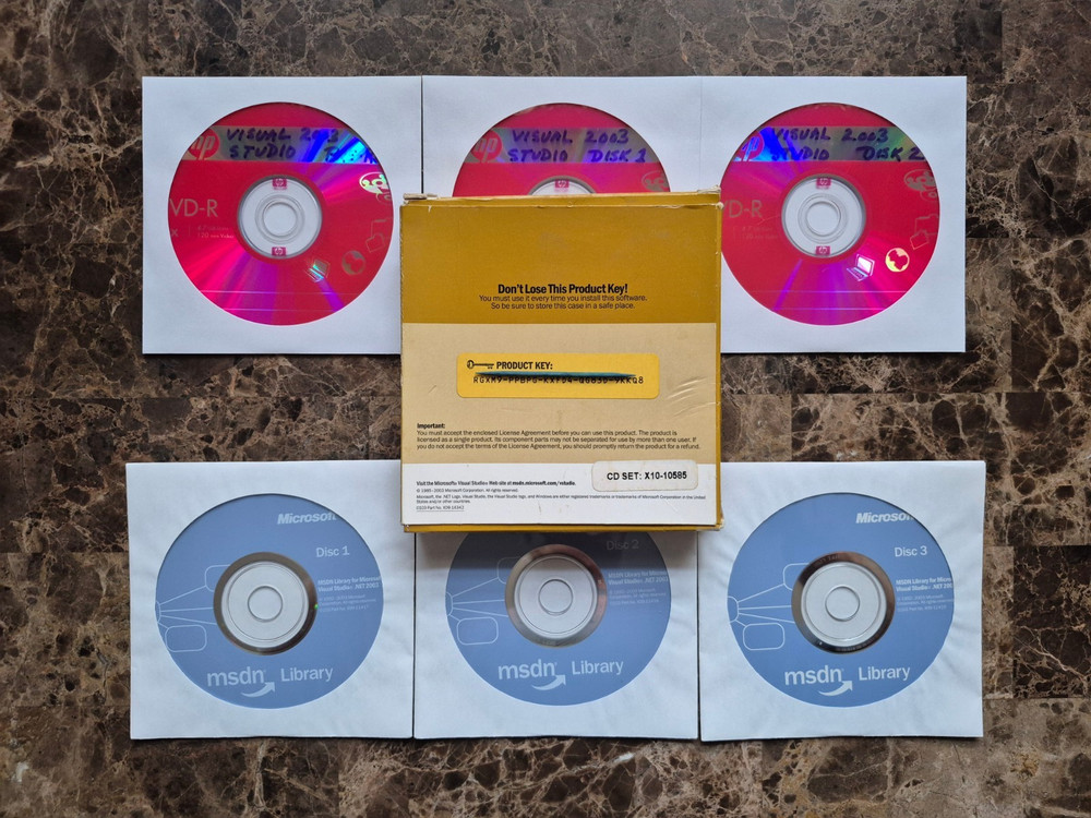Microsoft Visual Studio Professional 2003 Non-OEM Disks Product Key MSDN Library