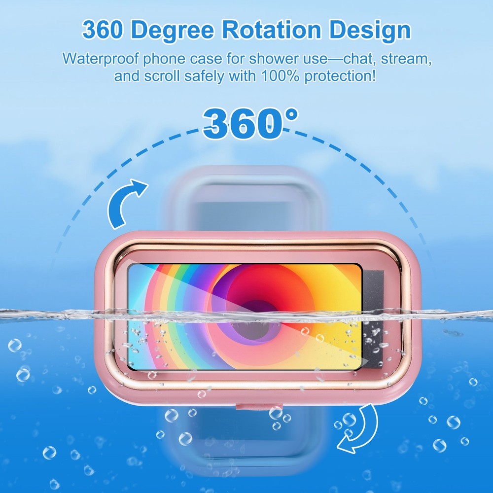 2 Pcs Retractable Adjustable Shower Phone Holder with Electroplating Frame, Pink