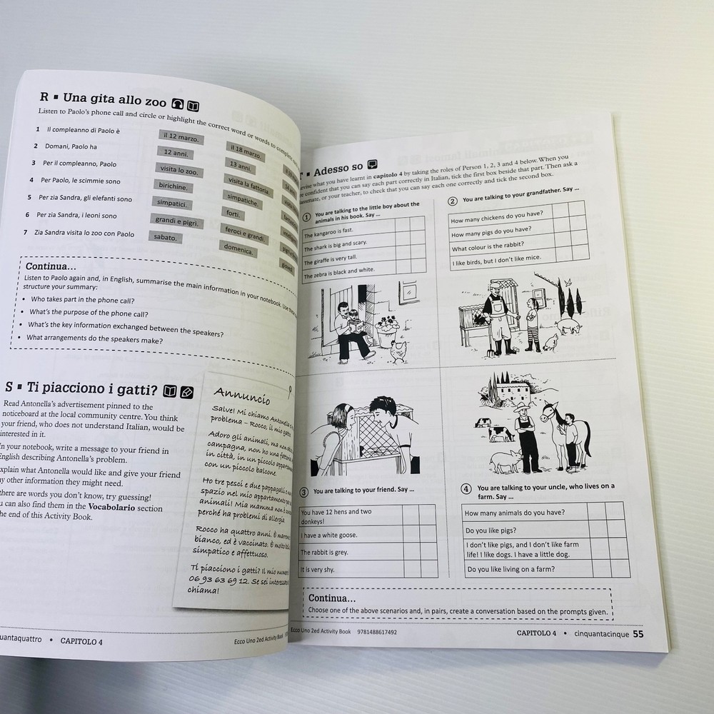 Ecco Uno Activity Book Second 2nd Edition 2E Italian Language AB Pearson