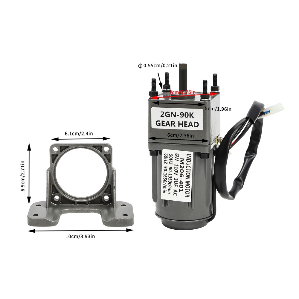 Adjustable AC 110V Worm Gear Motor 6W with Speed Controller and High Efficiency