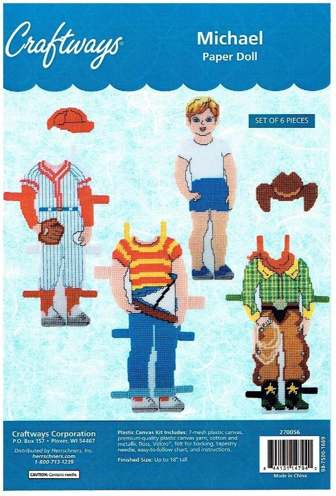 MICHAEL PAPER DOLL  7ct plastic canvas  PATTERN  (#TF0379)