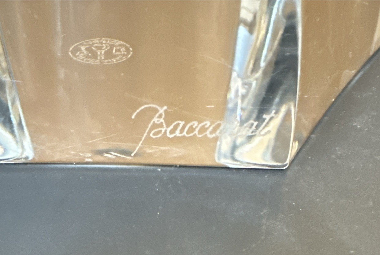 Baccarat Crystal Inkwell Hexagon 2 Pc France