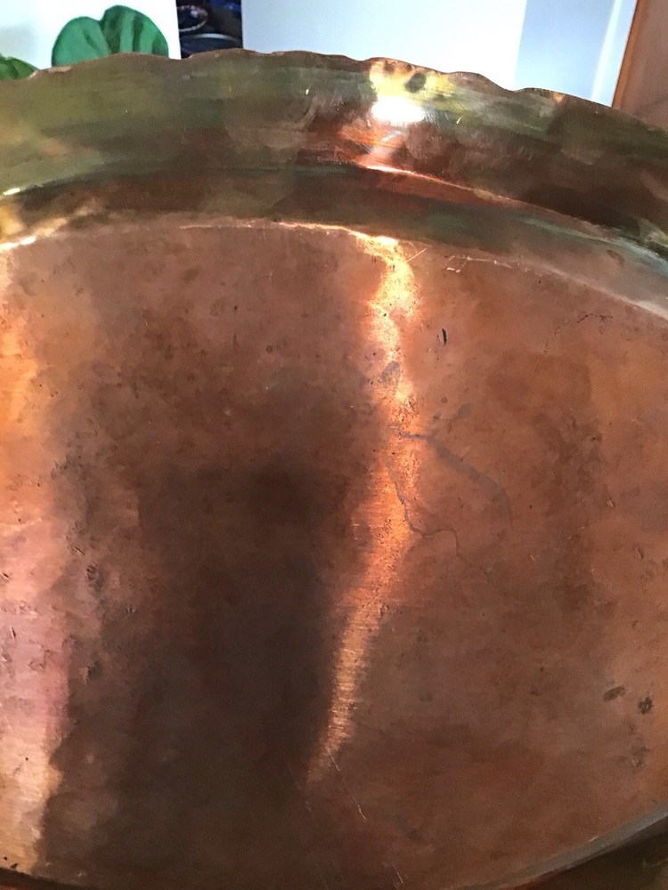 Antique Large Solid Copper Tray with Brass Handles Fall Decorating