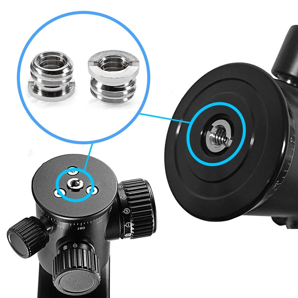 Threaded Tripod Screw Adapter Double Head Stud Standard Mounting Thread Black