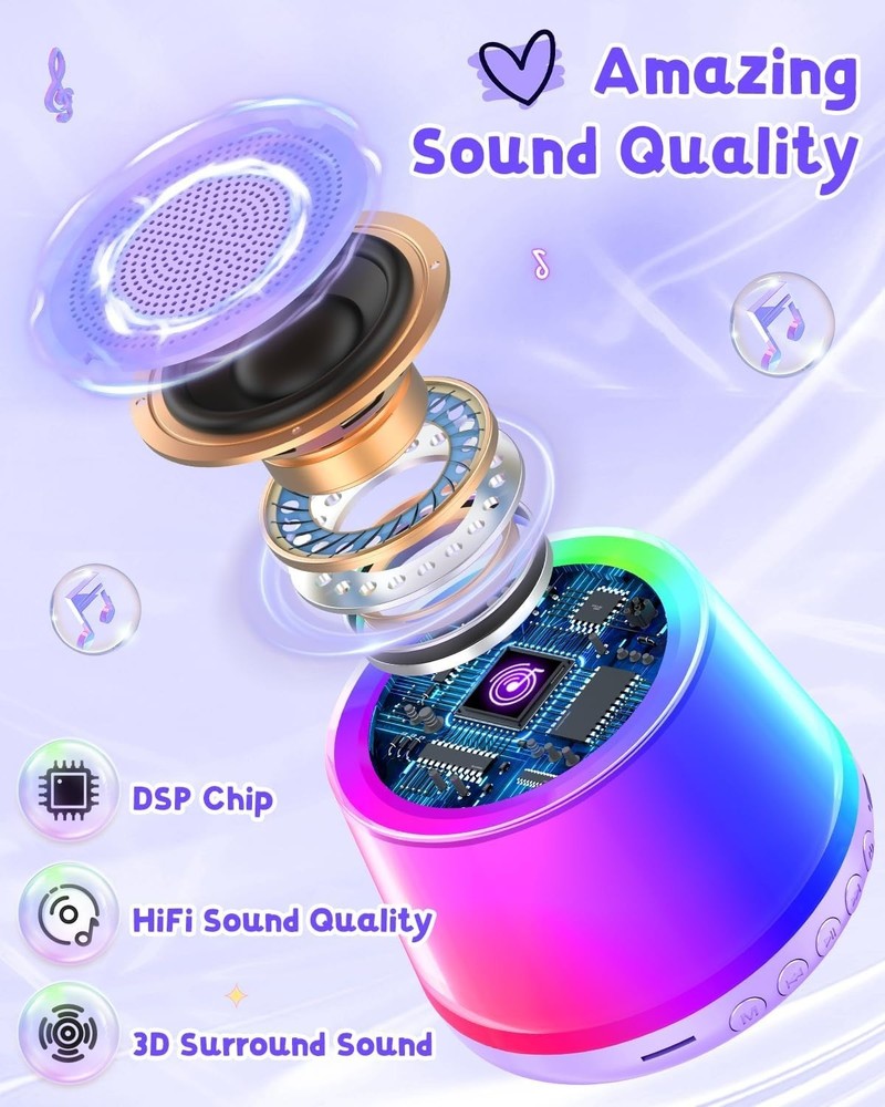 Wireless Mini Karaoke Machine with 2 Microphones Bluetooth Speaker for Kid's ...