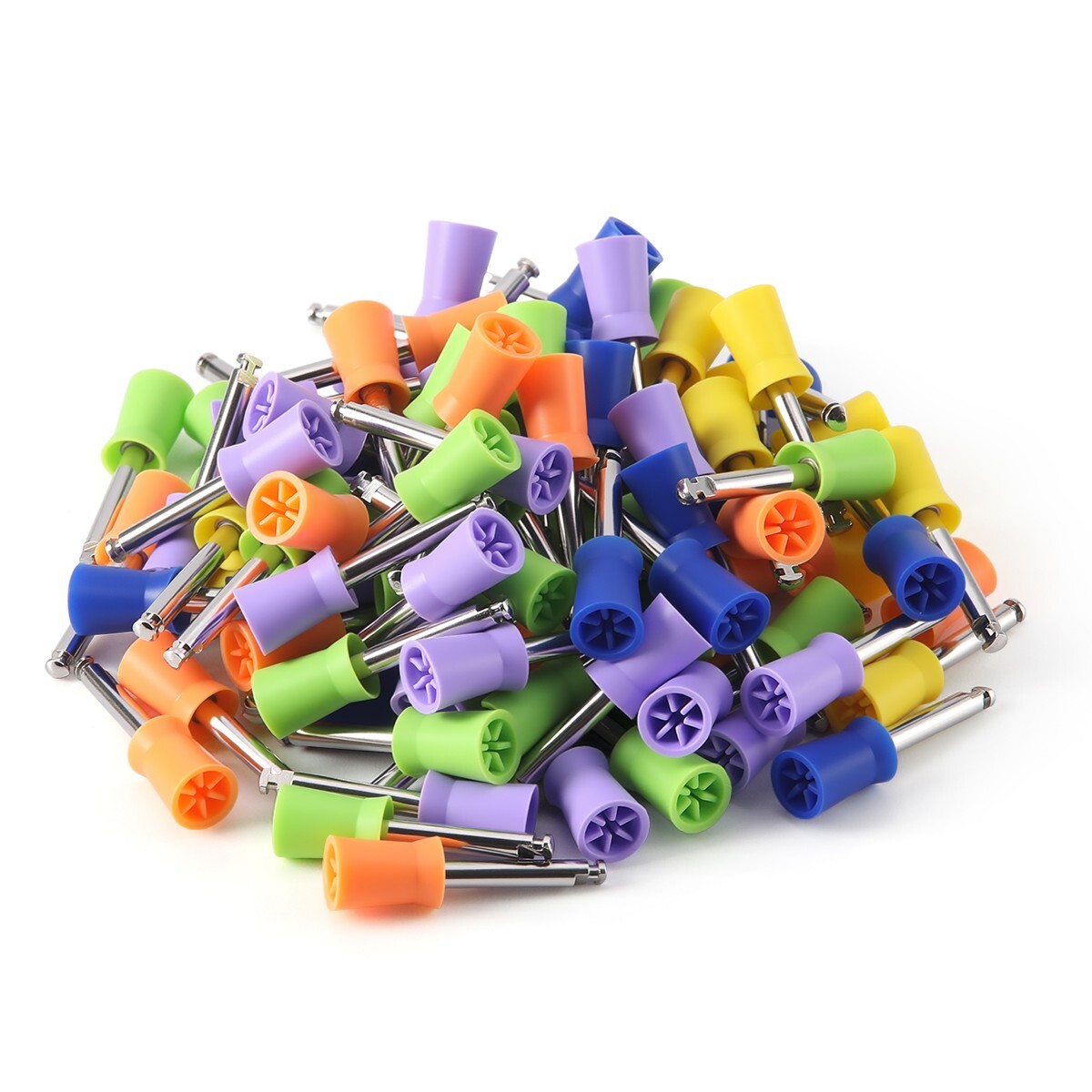 100PCS Dental Prophy Tooth Polishing Cups Latch Type Silicone Mixed Color
