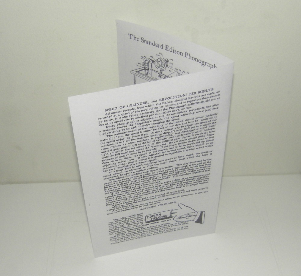 Edison Standard Phonograph Instruction Manual Reproduction