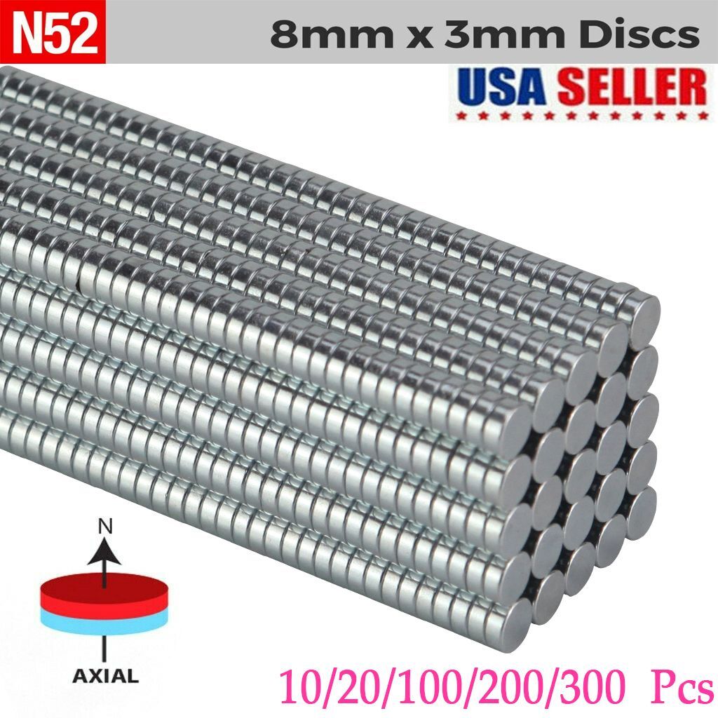 100/200/300pcs 5/16x1/8" N52 Super Strong Rare Earth Neodymium Magnet Disc 8x3mm