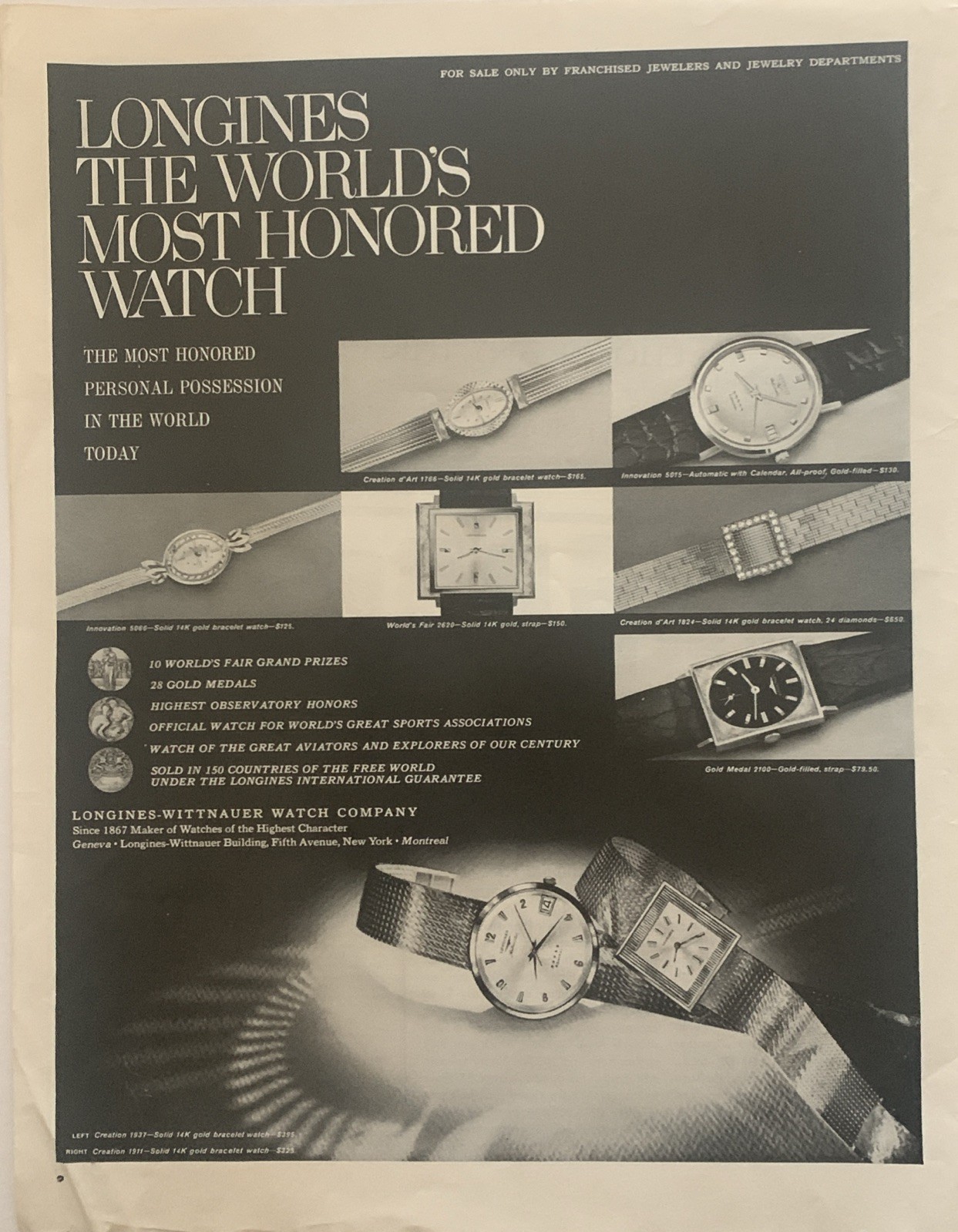 1965 Longines-Wittnauer Watch PRINT AD Most Honored Personal Possession VTG 60s